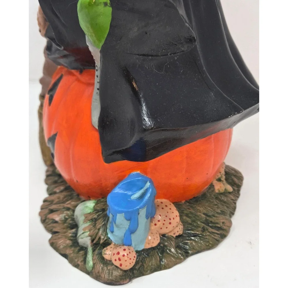 Byron Molds 1972 Vintage Ceramic Witch Jack-O-Lantern Cat Figurine 10in